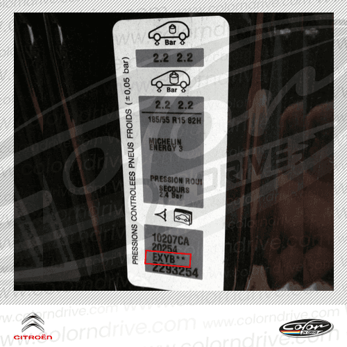 CITROEN paint code label example 1